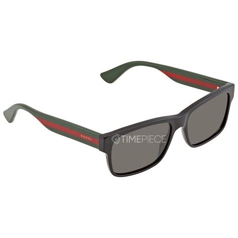 Gucci Polarized Grey Rectangular Men's Sunglasses .